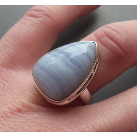 Zilveren ring gezet met blauw Lace Agaat 16.5 mm