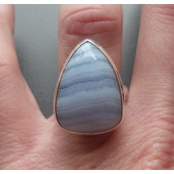 Zilveren ring gezet met blauw Lace Agaat 16.5 mm