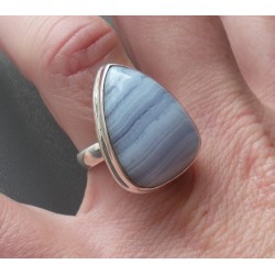 Zilveren ring gezet met blauw Lace Agaat 16.5 mm