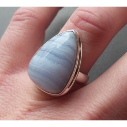Zilveren ring gezet met blauw Lace Agaat 16.5 mm