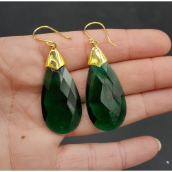 Vergulde oorbellen met grote Emerald groene quartz