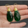 Vergulde oorbellen met grote Emerald groene quartz