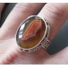 Zilveren ring met facet Botswana Agaat bewerkte setting 19 mm