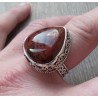 Zilveren ring met mahonie Obsidiaan en bewerkte setting 18.5 mm