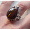 Zilveren ring met Tijgerijzer gezet in bewerkte setting 17.3 mm