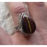 Zilveren ring met Tijgerijzer gezet in bewerkte setting 17.3 mm