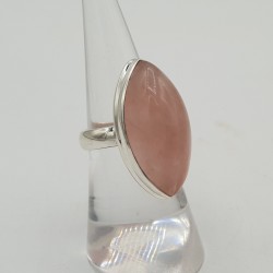 Zilveren ring gezet met grote marquise Rozenkwarts 16 mm