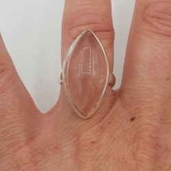Zilveren ring gezet met grote marquise Rozenkwarts 16 mm