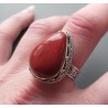 Zilveren ring rode Jaspis gezet in bewerkte setting 18.5 mm