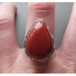 Zilveren ring rode Jaspis gezet in bewerkte setting 18.5 mm