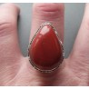 Zilveren ring rode Jaspis gezet in bewerkte setting 18.5 mm