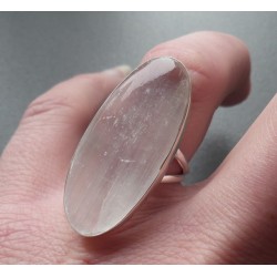 Zilveren ring gezet met ovale Seleniet 17 mm