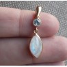 Vergulde zilveren hanger met marquise Maansteen en blauw Topaas