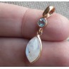 Vergulde zilveren hanger met marquise Maansteen en blauw Topaas