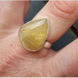 Zilveren ring cabochon gouden Rutielkwarts 17.7 mm