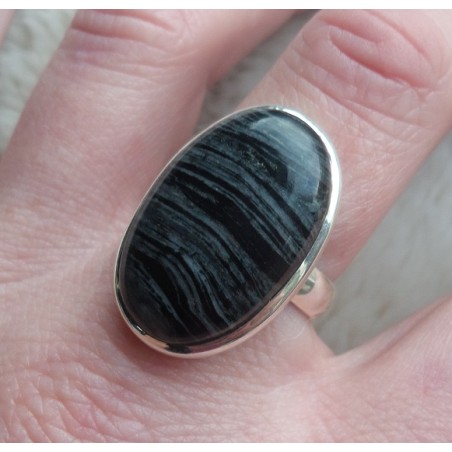 Zilveren ring gezet met zebra Jaspis ring maat 18.5 mm