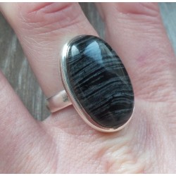 Zilveren ring gezet met zebra Jaspis ring maat 18.5 mm