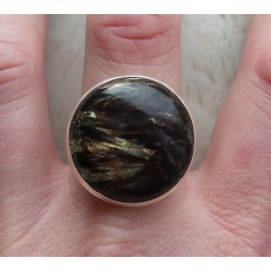 Zilveren ring gezet met ronde gouden Seraphiniet 19.7 mm