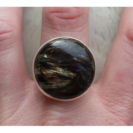 Zilveren ring gezet met ronde gouden Seraphiniet 19.7 mm