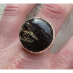 Zilveren ring gezet met ronde gouden Seraphiniet 19.7 mm