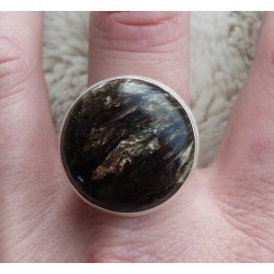 Zilveren ring gezet met ronde gouden Seraphiniet 20.5 mm