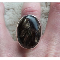 Zilveren ring gezet met ovale gouden Seraphiniet 17.5 mm