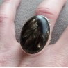 Zilveren ring gezet met ovale gouden Seraphiniet 17.5 mm