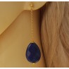 Vergulde oorbellen met Saffier blauwe Jade briolet
