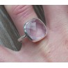 Zilveren ring met vierkante facet Rozenkwarts 17.3 mm
