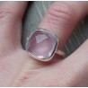 Zilveren ring met vierkante facet Rozenkwarts 17.3 mm