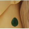 Vergulde oorbellen met Emerald groene Jade briolet