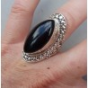Zilveren ring met marquise zwarte Onyx 16.5 mm