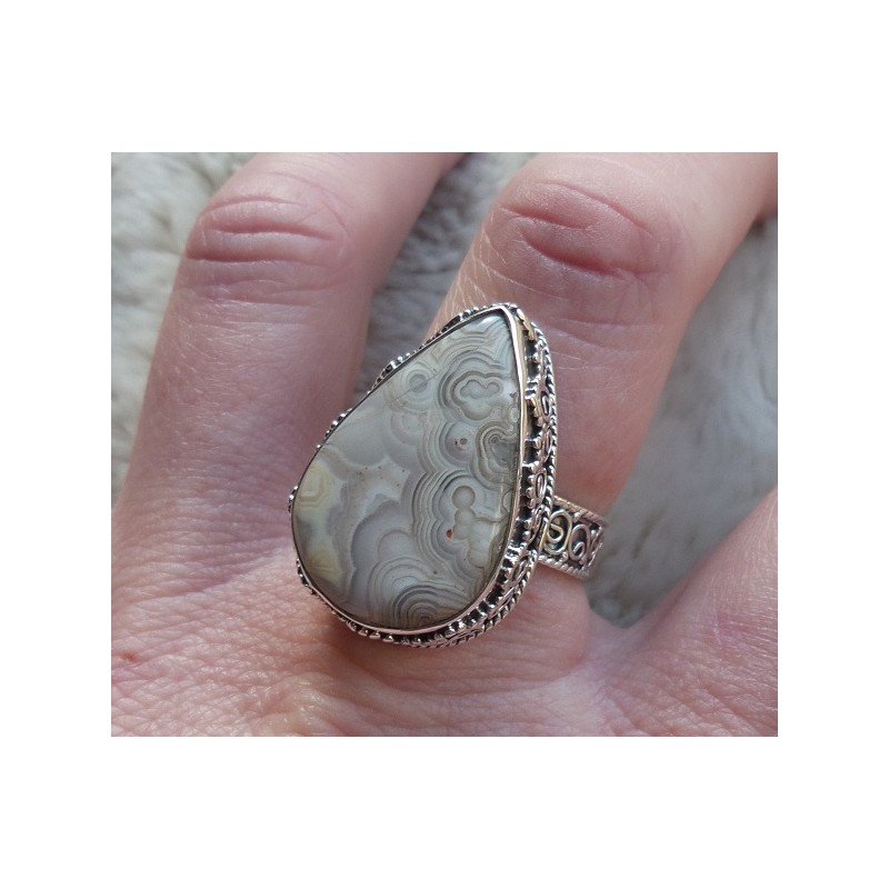 Zilveren ring Laguna Lace Agaat bewerkte setting 18.5