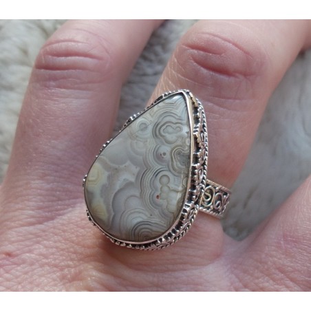 Zilveren ring Laguna Lace Agaat bewerkte setting 18.5