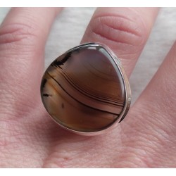Zilveren ring gezet met brede druppelvorm Montana Agaat 18 mm