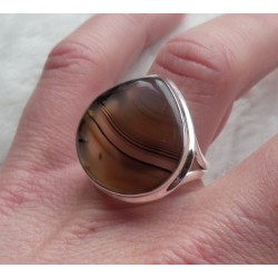 Zilveren ring gezet met brede druppelvorm Montana Agaat 18 mm