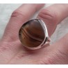 Zilveren ring gezet met brede druppelvorm Montana Agaat 18 mm