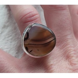 Zilveren ring gezet met brede druppelvorm Montana Agaat 18 mm