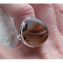 Zilveren ring gezet met brede druppelvorm Montana Agaat 18 mm