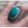 Zilveren ring Malachiet in Chrysocolla bewerkte kop en band 17.5