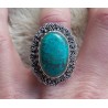 Zilveren ring Malachiet in Chrysocolla bewerkte kop en band 17.5