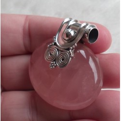 Zilveren hanger met ovale cabachon Rozenkwarts