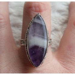 Zilveren ring marquise Chevron Amethist in bewerkte setting 19 m