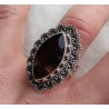 Zilveren ring marquise Smokey Topaas bewerkte kop en band 17.5 m