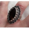 Zilveren ring marquise Smokey Topaas bewerkte kop en band 17.5 m
