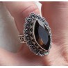 Zilveren ring marquise Smokey Topaas bewerkte kop en band 17.5 m