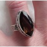 Zilveren ring met marquise Smokey Topaas bewerkte setting 17.5 m
