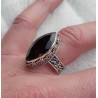 Zilveren ring met marquise Smokey Topaas bewerkte setting 17.5 m