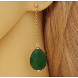 Zilveren oorbellen met Emerald groene Jade briolet