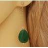 Zilveren oorbellen met Emerald groene Jade briolet